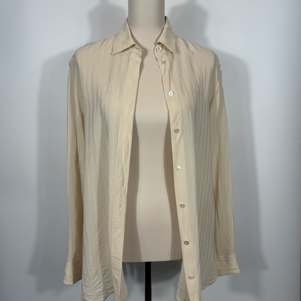 The Row Cream Lightweight Silk Blouse